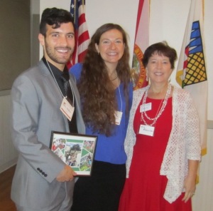 Left to right: UF scholarship graduate student Ray O., UF scholarship undergraduate student Allison B., their academic advisor Amy A.